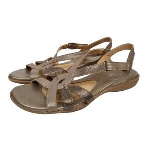 Naturalizer N5 Comfort Women's Cooper Gold Metallic Leather Sandals Size 7